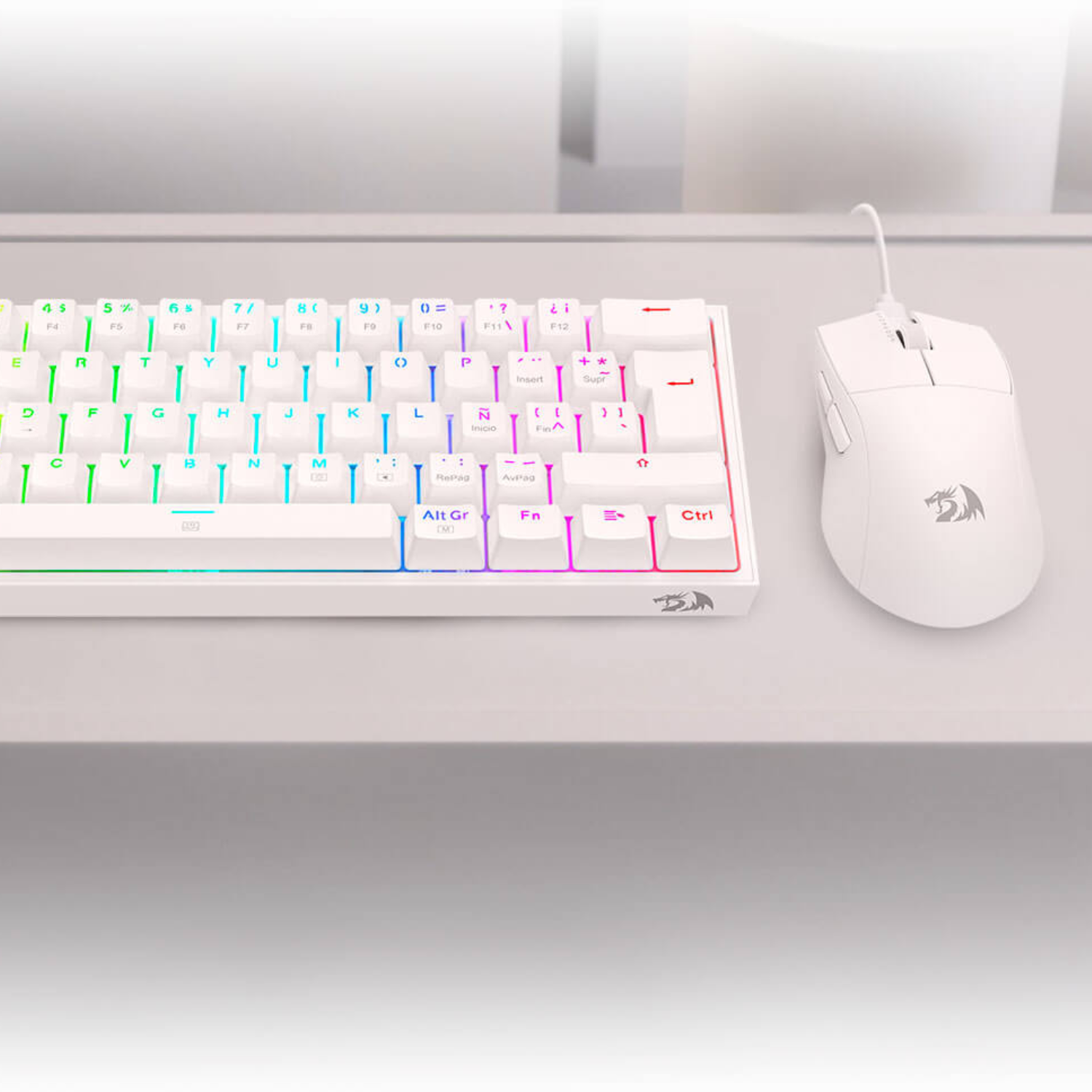 PACK TECLADO K617 RGB Y MOUSE KING M724 REDRAGON S143 EN COLOR BLANCO - 3