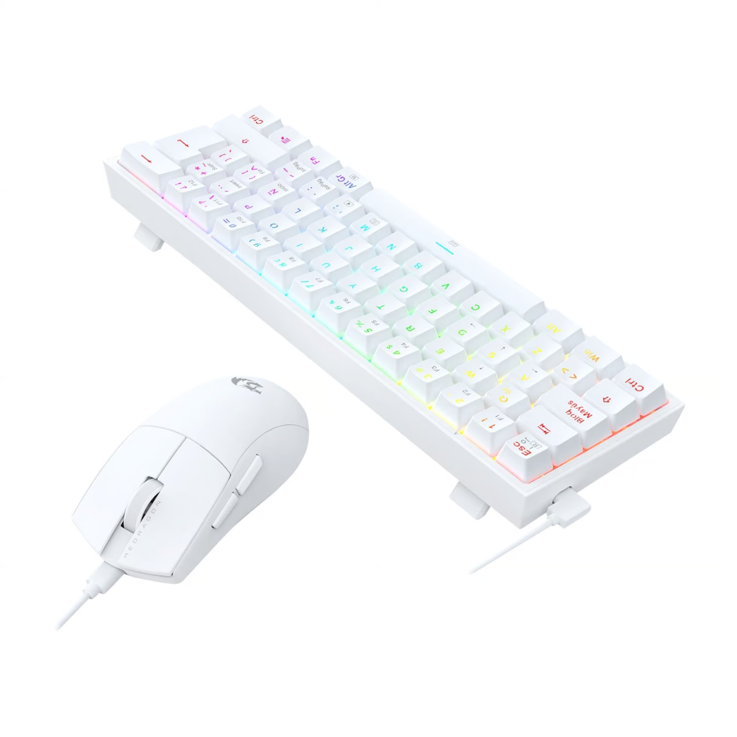 PACK TECLADO K617 RGB Y MOUSE KING M724 REDRAGON S143 EN COLOR BLANCO - 5