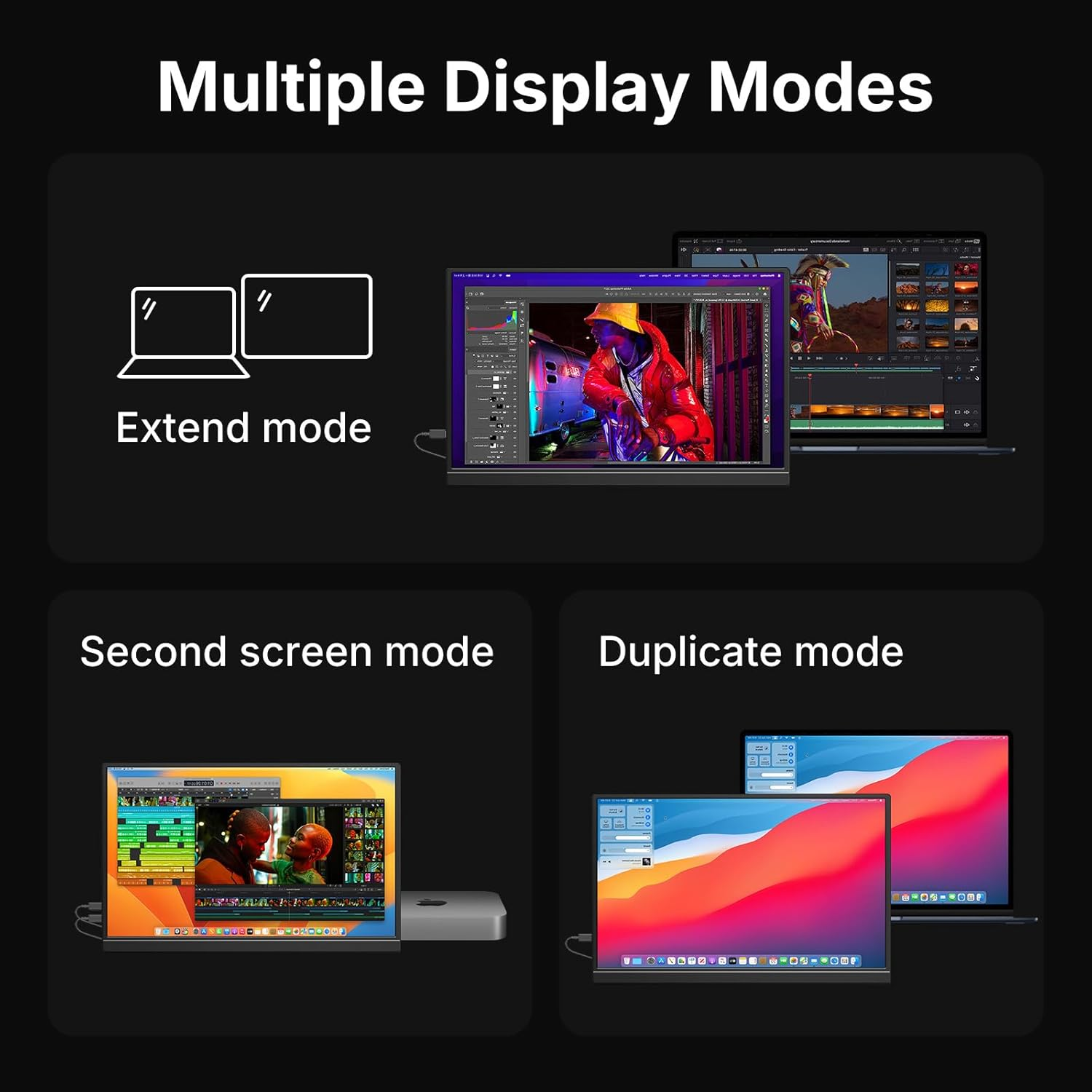 MONITOR PORTÁTIL WGK 15,6' FHD 1080P USB-C MINI HDMI CON SOPORTE EN COLOR NEGRO - 6