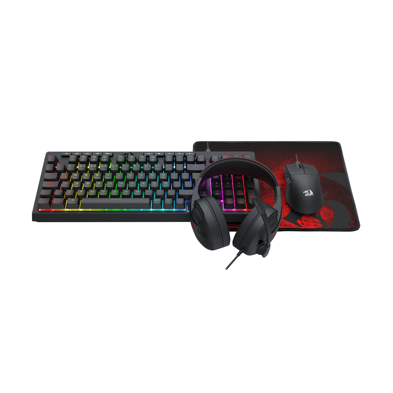 PACK TECLADO AUDIFONO MOUSE Y MOUSEPAD REDRAGON S147 NEGRO - 3
