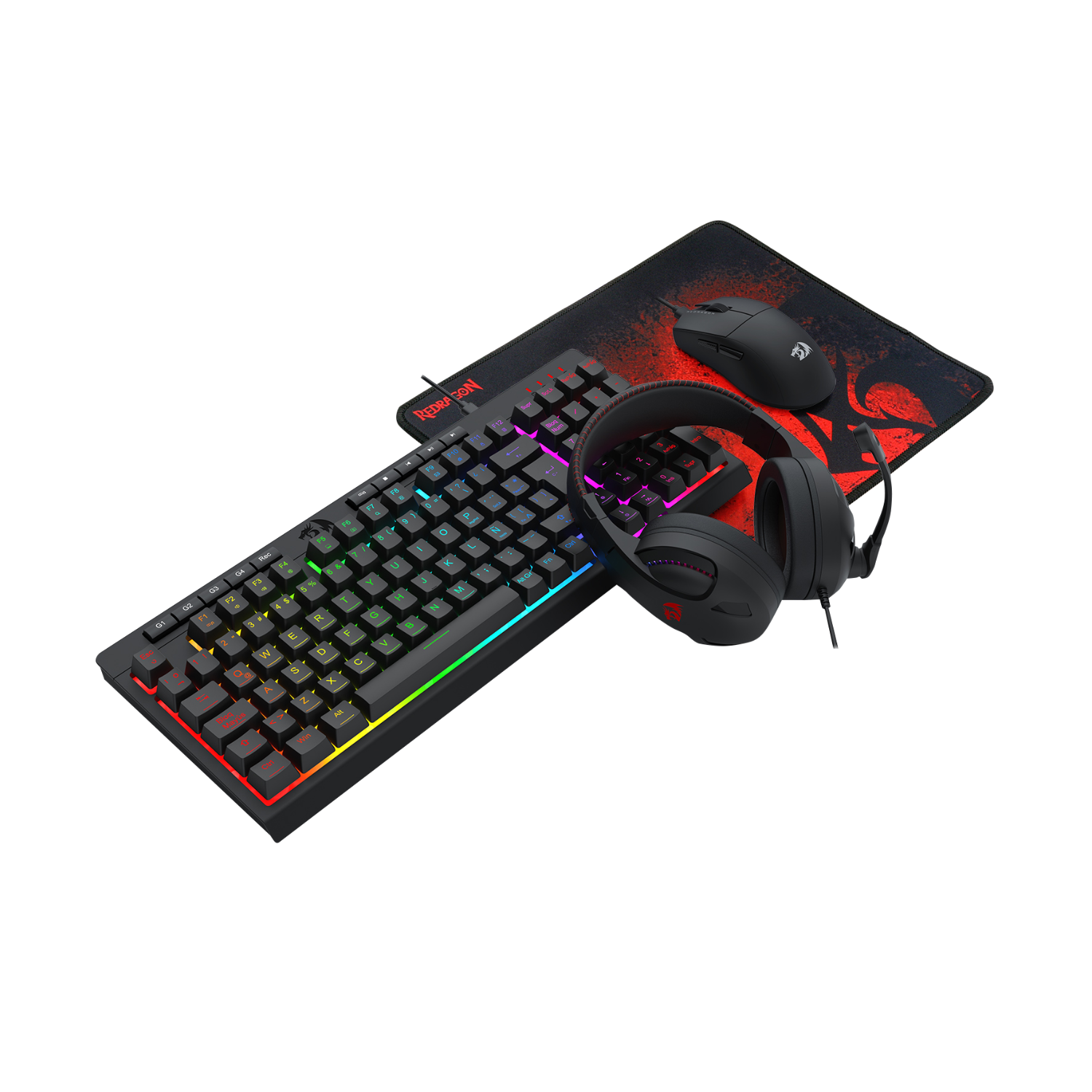 PACK TECLADO AUDIFONO MOUSE Y MOUSEPAD REDRAGON S147 NEGRO - 4