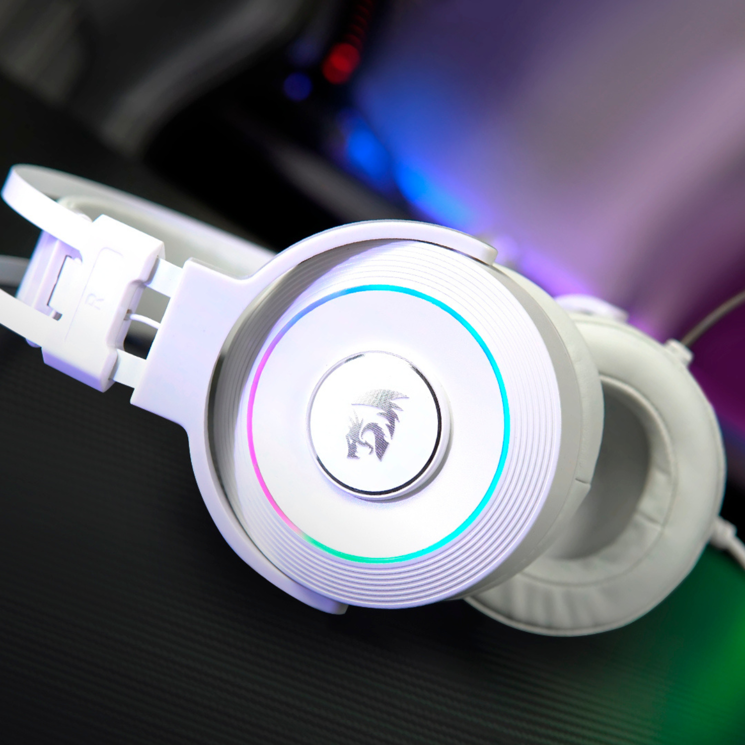 AUDIFONO GAMER REDRAGON LAMIA H320 RGB USB BLANCO CON SOPORTE - 3