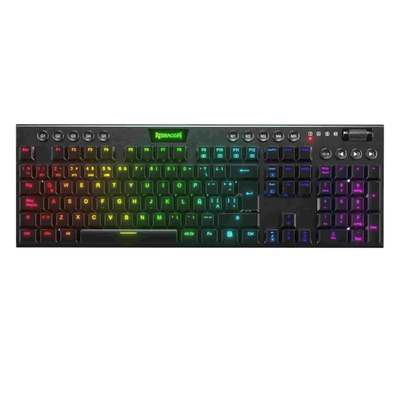TECLADO GAMER REDRAGON HORUS K618W-RGB-SP FULL SIZE WIFI NEGRO - 1