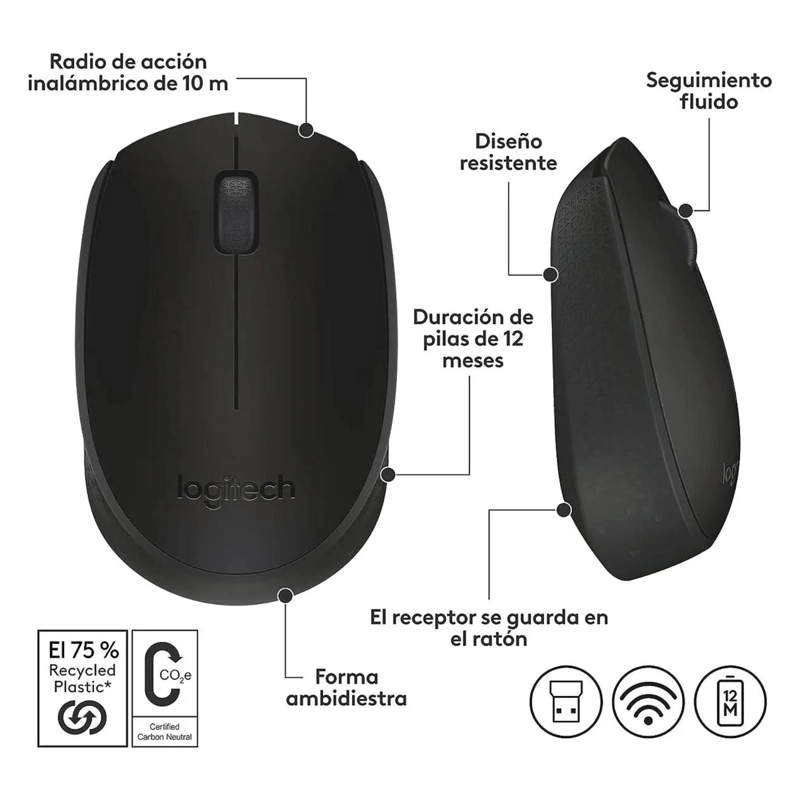 MOUSE INALAMBRICO LOGITECH M170 BLANCO - 4