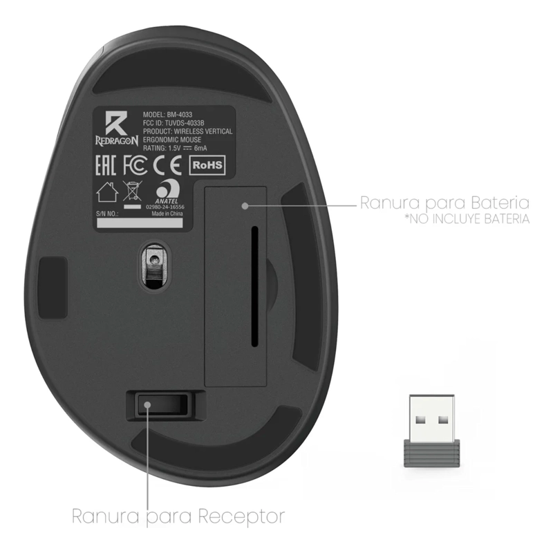 MOUSE INALAMBRICO REDRAGON BM4033 NEGRO - 5