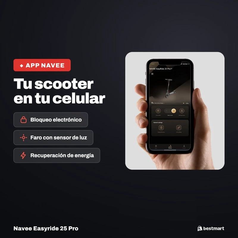 SCOOTER ELÉCTRICO NAVEE EASYRIDE 25 PRO 480W PLEGABLE AUTONOMÍA 25KM MÁX 25KM/H - 9