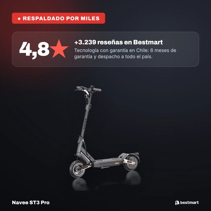 SCOOTER ELECTRICO NAVEE ST3 PRO PLEGABLE AUTONOMIA 75KM MAX 40KM/H 1350W SUSPENSION DOBLE - 10