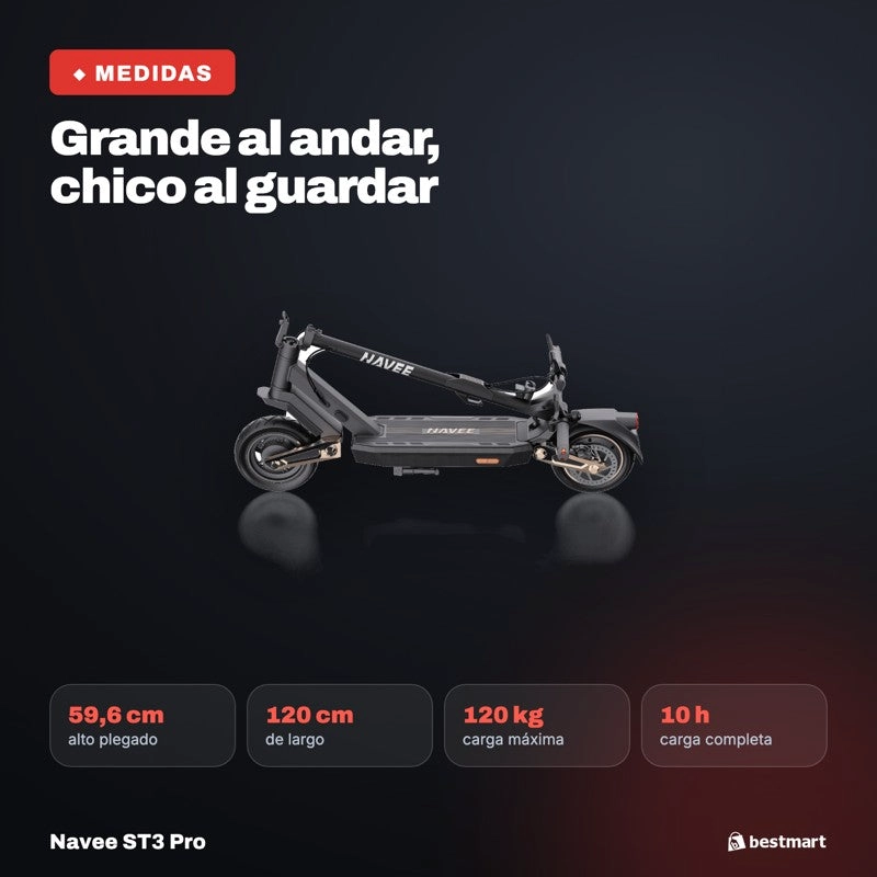 SCOOTER ELECTRICO NAVEE ST3 PRO PLEGABLE AUTONOMIA 75KM MAX 40KM/H 1350W SUSPENSION DOBLE - 9