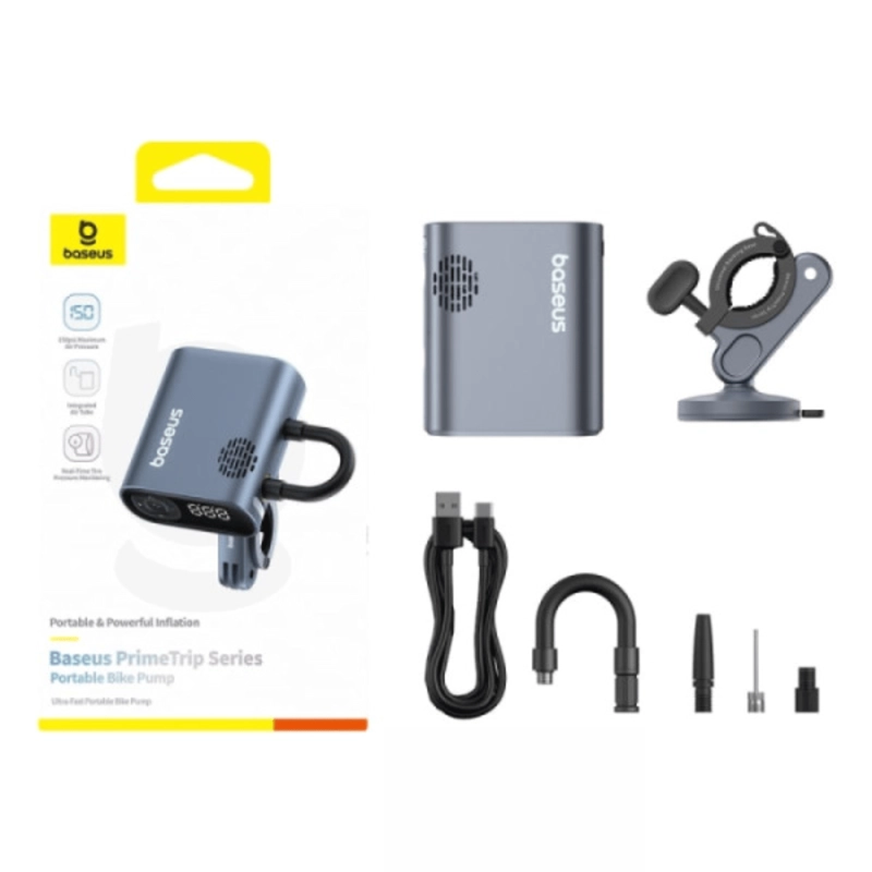 Inflador Baseus PrimeTrip 150 PSI para bicicletas con pantalla LED y carga rápida - 7