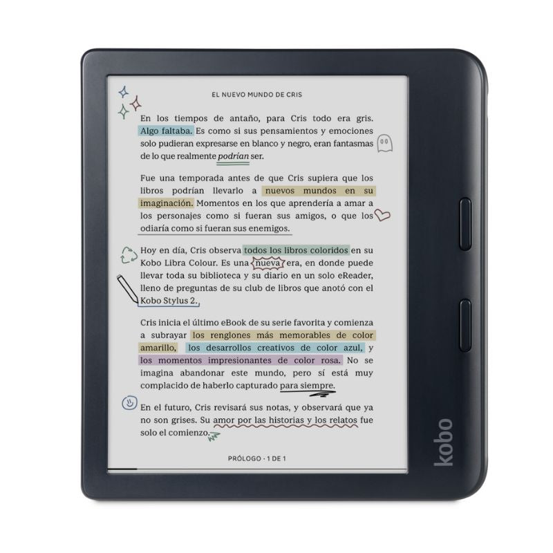 LECTOR E READER KOBO LIBRA COLOUR NEGRO CON FUNDA PREMIUM SLEEPCOVER AZUL - 3