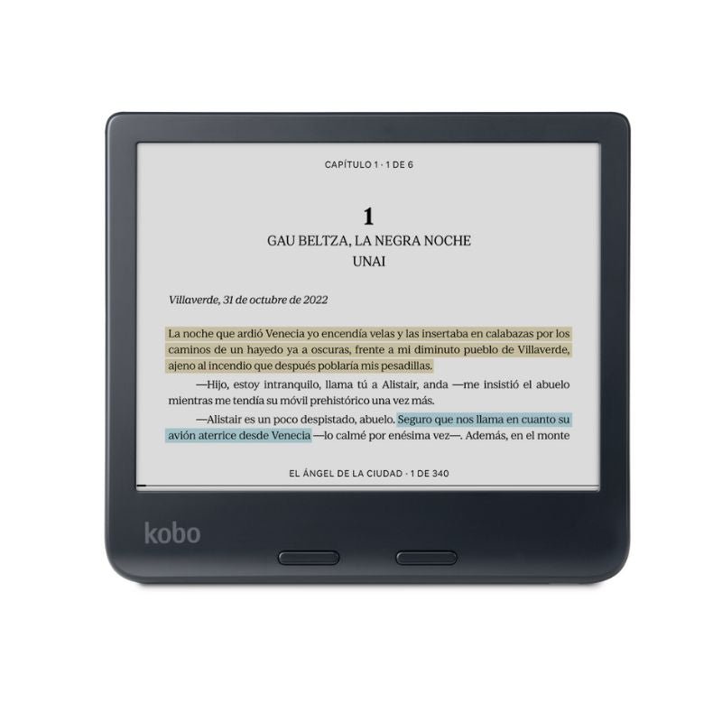 LECTOR E READER KOBO LIBRA COLOUR NEGRO CON FUNDA PREMIUM SLEEPCOVER AZUL - 4