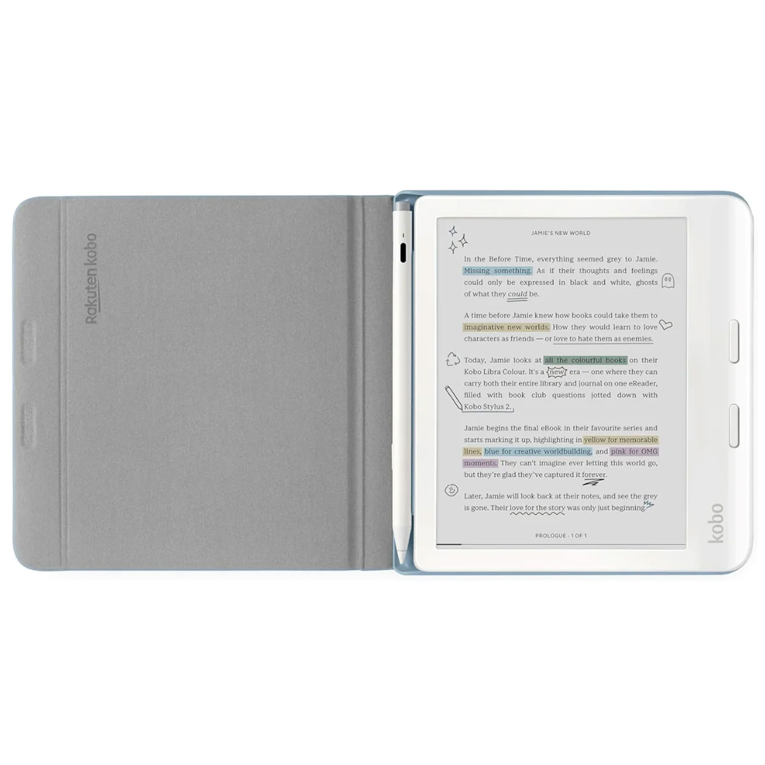 LECTOR E READER KOBO LIBRA COLOUR NEGRO CON FUNDA NOTEBOOK AZUL - 3