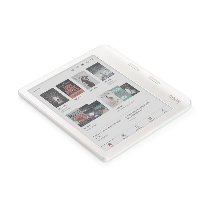 LECTOR E READER KOBO LIBRA COLOUR BLANCO CON FUNDA NOTEBOOK AZUL - 4