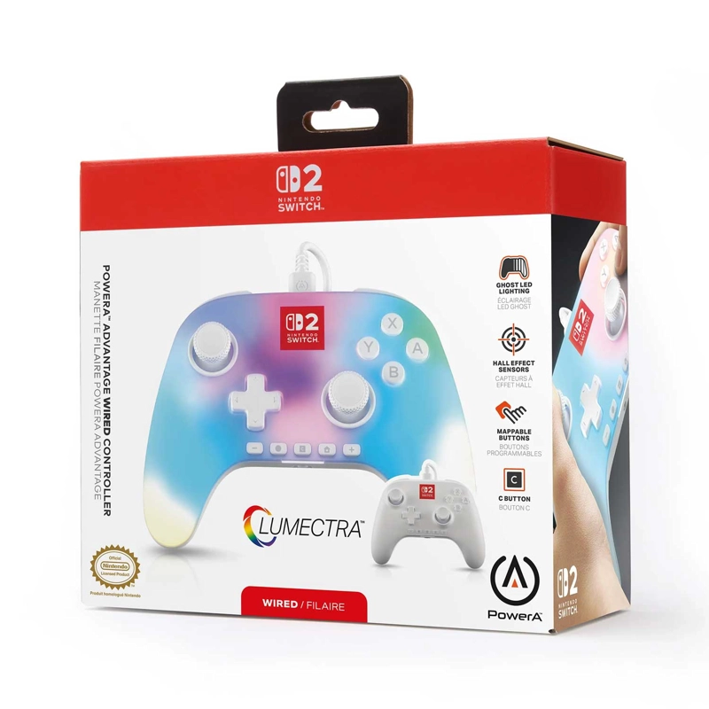CONTROL CON CABLE POWERA ADVANTAGE LUMECTRA PARA NINTENDO SWITCH 2 BLANCO - 10
