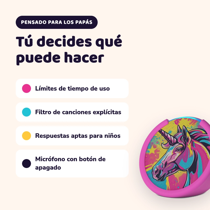 PARLANTE INTELIGENTE AMAZON ECHO POP KIDS CON ALEXA UNICORNIO PARA NIÑOS - 3