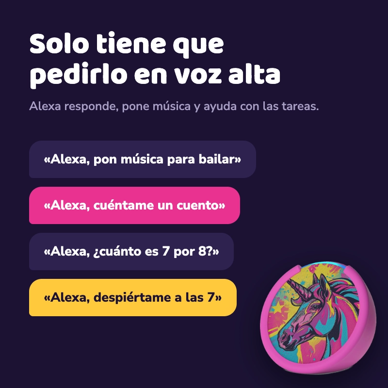 PARLANTE INTELIGENTE AMAZON ECHO POP KIDS CON ALEXA UNICORNIO PARA NIÑOS - 4