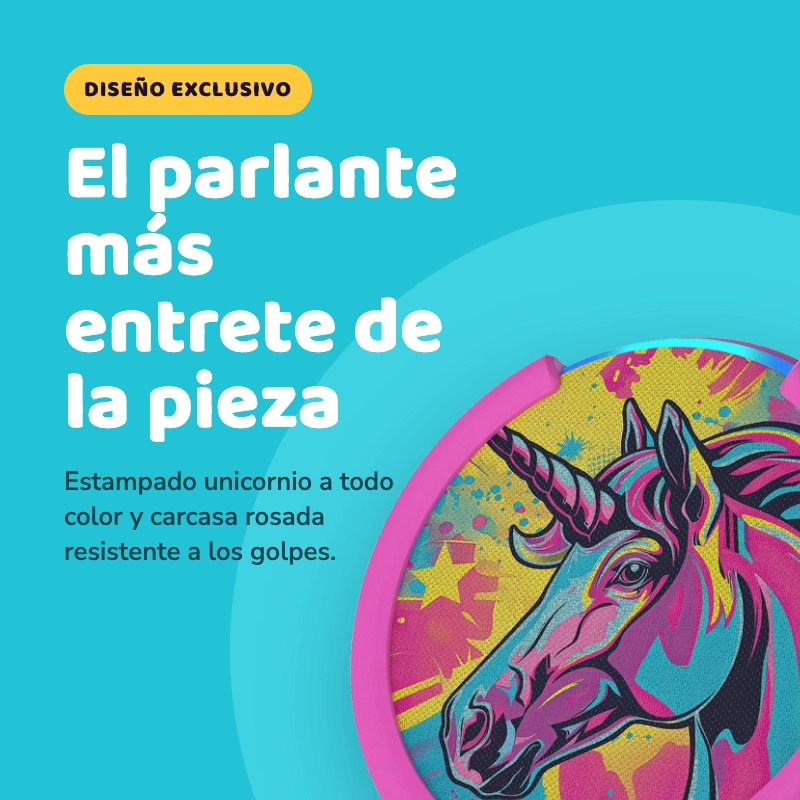 PARLANTE INTELIGENTE AMAZON ECHO POP KIDS CON ALEXA UNICORNIO PARA NIÑOS - 5