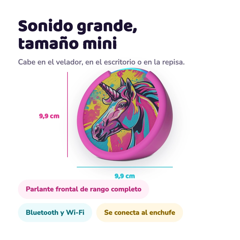 PARLANTE INTELIGENTE AMAZON ECHO POP KIDS CON ALEXA UNICORNIO PARA NIÑOS - 6