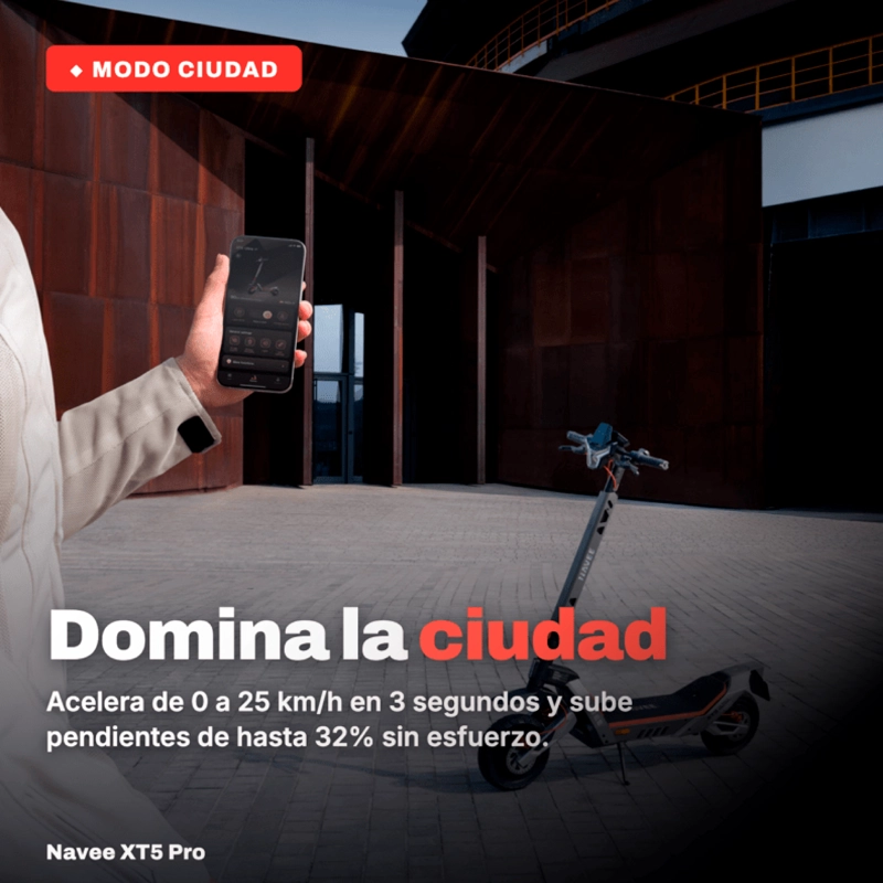 SCOOTER ELECTRICO NAVEE XT5 PRO PLEGABLE AUTONOMIA 75KM MAX 50KM/H 2200W SUPENSION DOBLE - 10