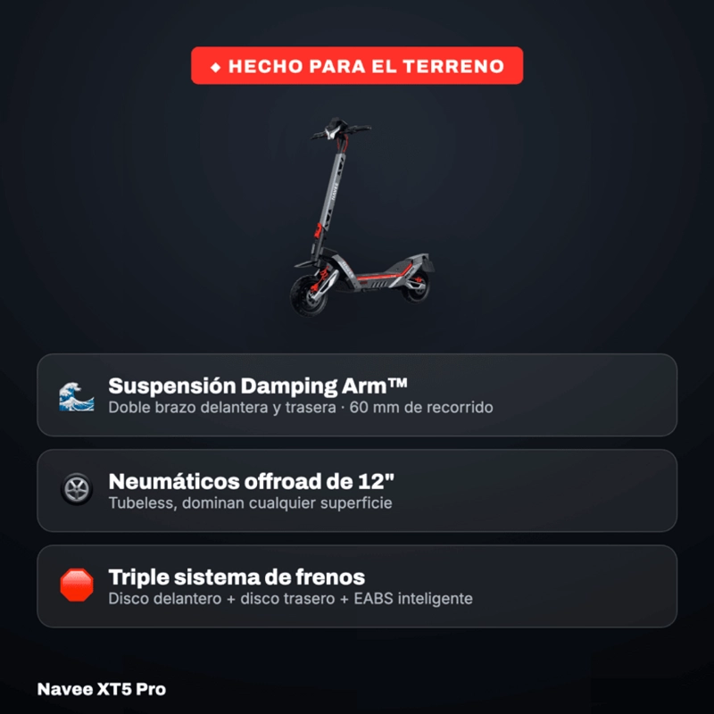 SCOOTER ELECTRICO NAVEE XT5 PRO PLEGABLE AUTONOMIA 75KM MAX 50KM/H 2200W SUPENSION DOBLE - 9