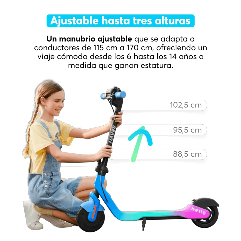 SCOOTER ELECTRICO INFANTIL NAVEE K100 MAX 260W 24KM LUCES RGB CONTROL PARENTAL 6 A 14 AÑOS - 4