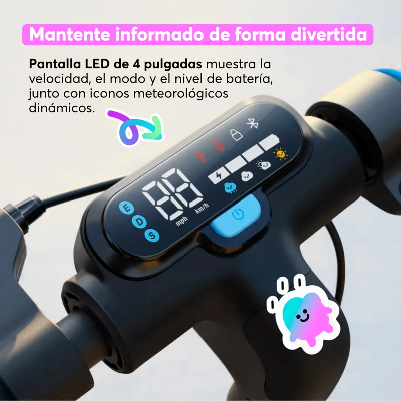 SCOOTER ELECTRICO INFANTIL NAVEE K100 MAX 260W 24KM LUCES RGB CONTROL PARENTAL 6 A 14 AÑOS - 5