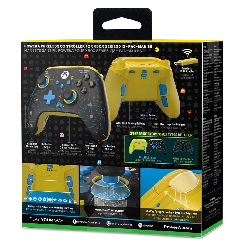 CONTROL INALAMBRICO POWERA PAC-MAN SE PARA XBOX SERIES X|S BRILLA EN LA OSCURIDAD HALL EFFECT - 9