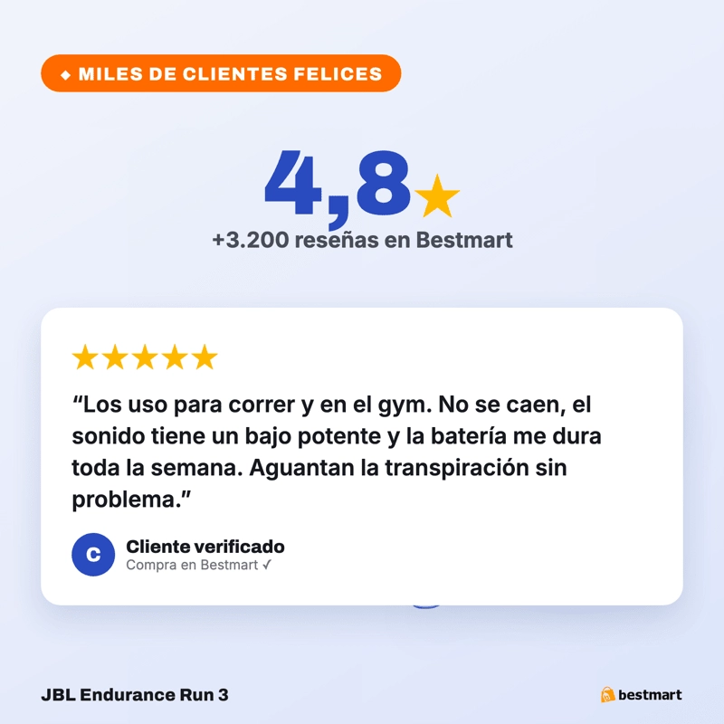 AUDIFONOS DEPORTIVOS INALAMBRICOS JBL ENDURANCE RUN 3 BLUETOOTH IP65 AZUL - 10