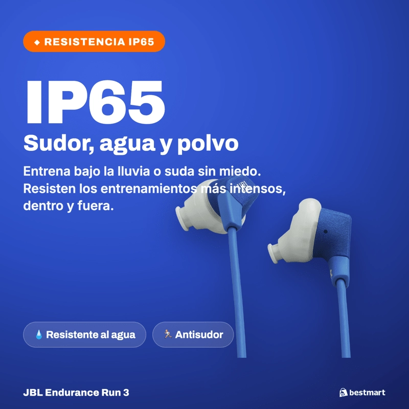 AUDIFONOS DEPORTIVOS INALAMBRICOS JBL ENDURANCE RUN 3 BLUETOOTH IP65 AZUL - 5