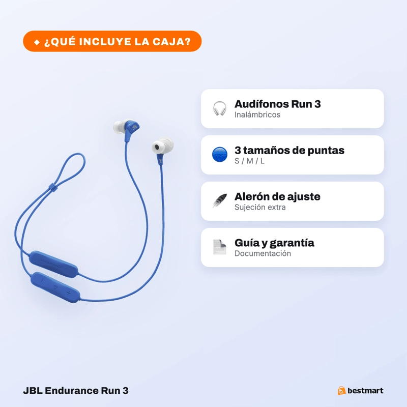 AUDIFONOS DEPORTIVOS INALAMBRICOS JBL ENDURANCE RUN 3 BLUETOOTH IP65 AZUL - 8