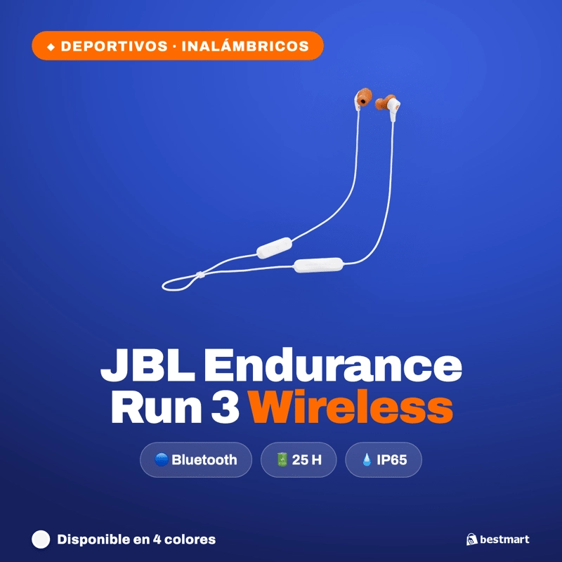 AUDIFONOS DEPORTIVOS INALAMBRICOS JBL ENDURANCE RUN 3 BLUETOOTH IP65 BLANCO - 2
