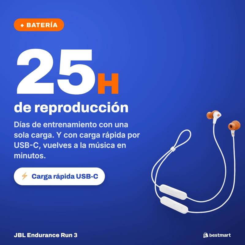 AUDIFONOS DEPORTIVOS INALAMBRICOS JBL ENDURANCE RUN 3 BLUETOOTH IP65 BLANCO - 4