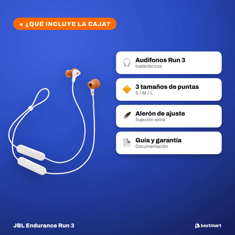AUDIFONOS DEPORTIVOS INALAMBRICOS JBL ENDURANCE RUN 3 BLUETOOTH IP65 BLANCO - 9