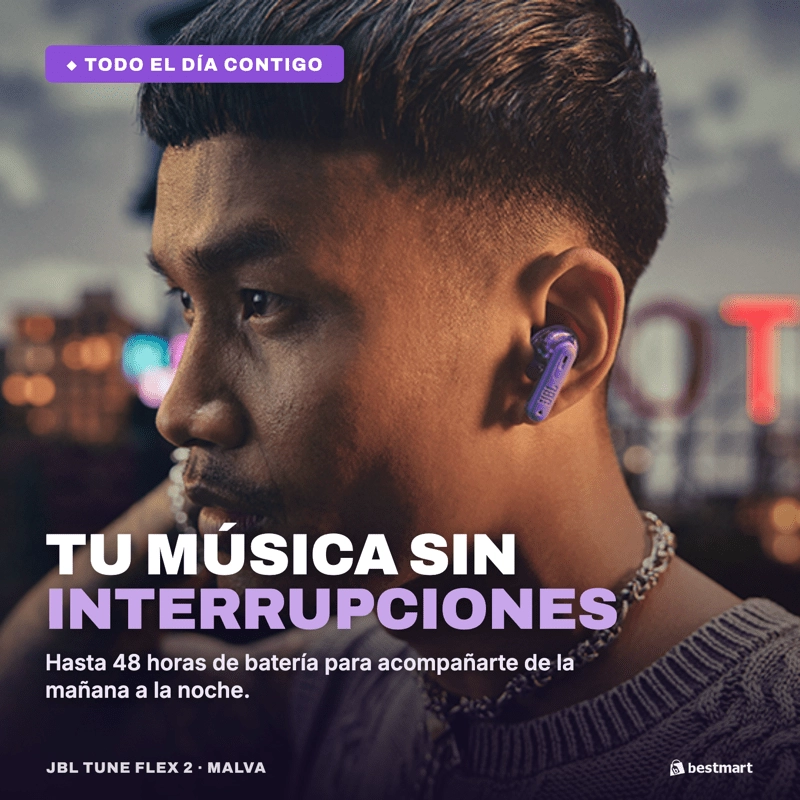 AUDIFONOS BLUETOOTH JBL TUNE FLEX 2 GHOST ANC TRUE WIRELESS MORADO - 4