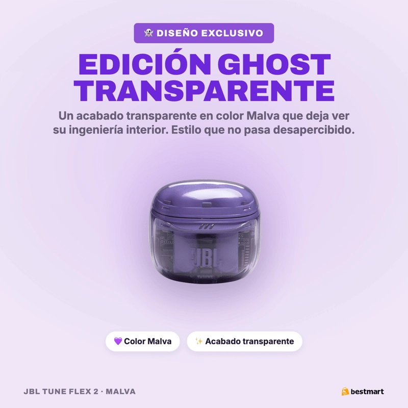 AUDIFONOS BLUETOOTH JBL TUNE FLEX 2 GHOST ANC TRUE WIRELESS MORADO - 8