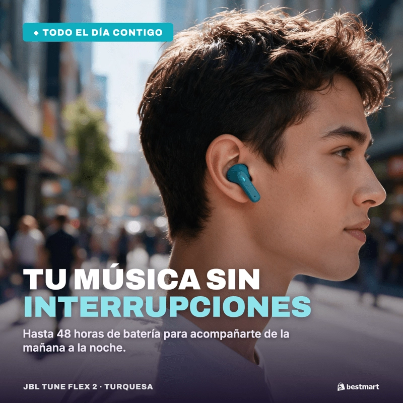 AUDIFONOS BLUETOOTH JBL TUNE FLEX 2 ANC TRUE WIRELESS TURQUESA - 4