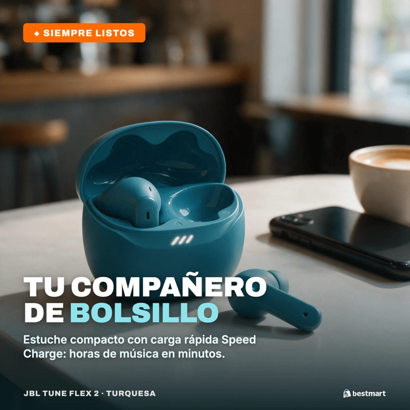 AUDIFONOS BLUETOOTH JBL TUNE FLEX 2 ANC TRUE WIRELESS TURQUESA - 5
