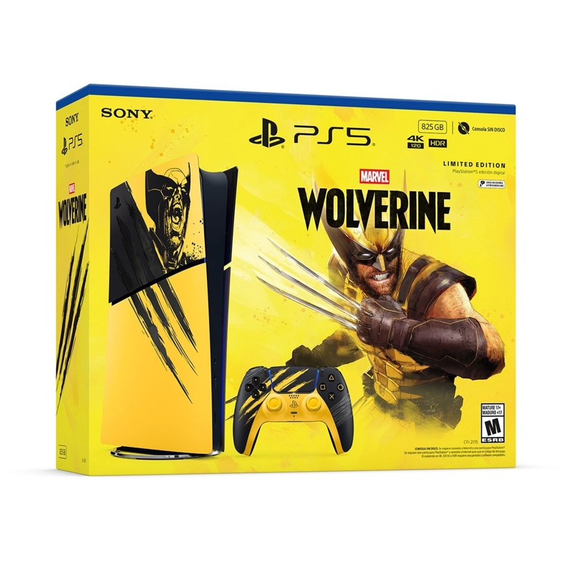 CONSOLA SONY PLAYSTATION 5 SLIM EDICION DIGITAL 825GB MARVELS WOLVERINE BATTLE YELLOW - 1