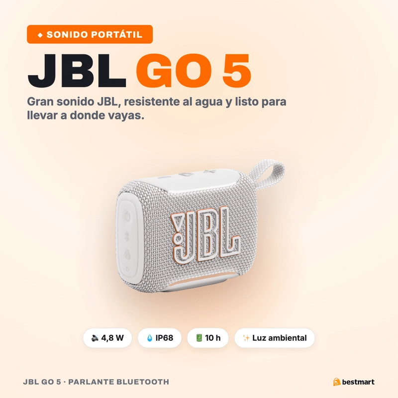 PARLANTE BLUETOOTH JBL GO 5 BLANCO - 3