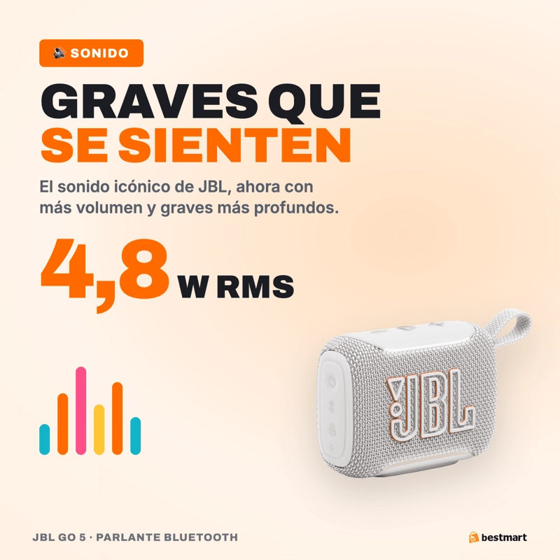 PARLANTE BLUETOOTH JBL GO 5 BLANCO - 5
