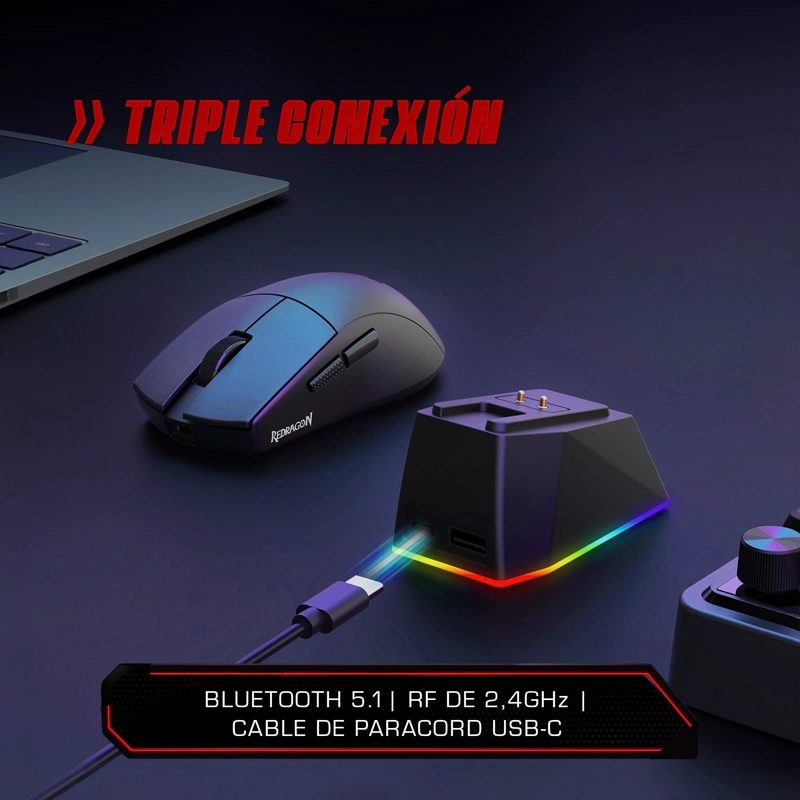 MOUSE GAMER INALAMBRICO REDRAGON KING ULTRA M999 RGB - 3