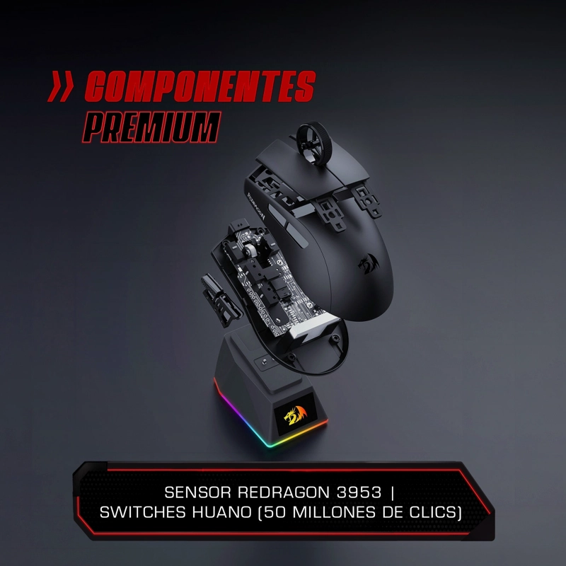 MOUSE GAMER INALAMBRICO REDRAGON KING ULTRA M999 RGB - 4