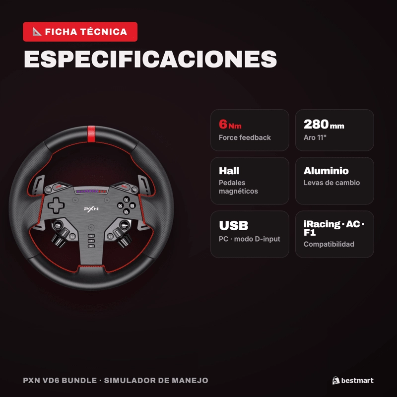 SIMULADOR DE MANEJO PXN BUNDLE VD6 NEGRO - 10