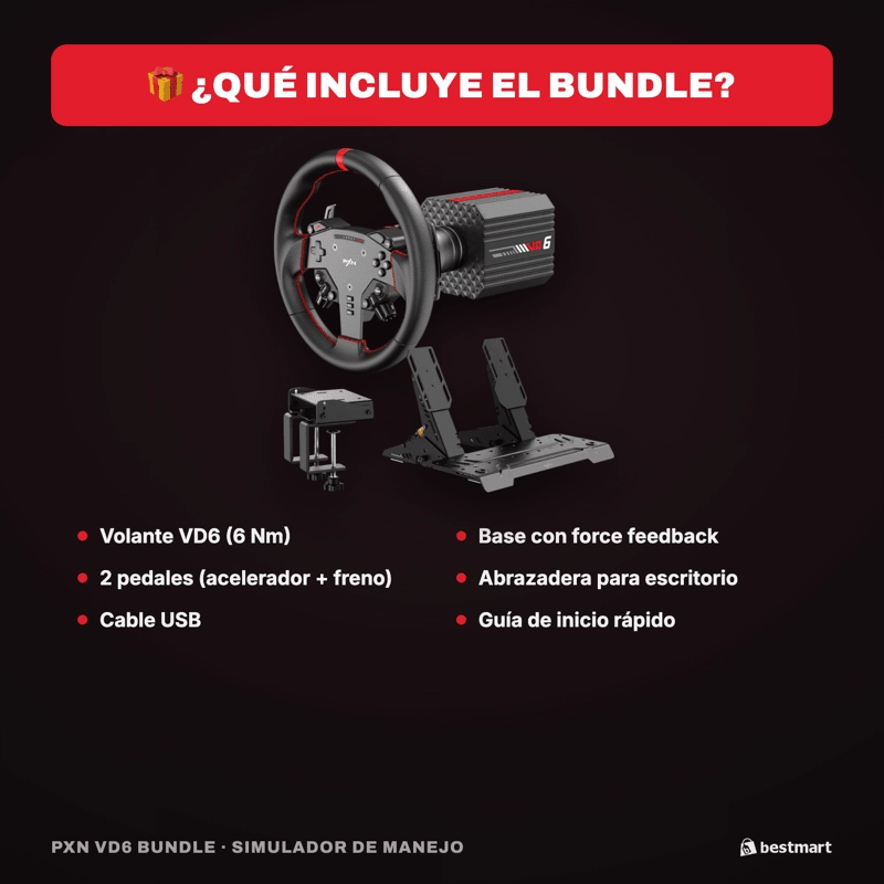 SIMULADOR DE MANEJO PXN BUNDLE VD6 NEGRO - 11