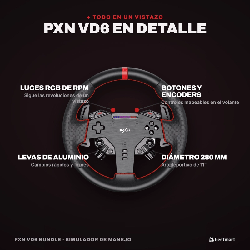 SIMULADOR DE MANEJO PXN BUNDLE VD6 NEGRO - 3