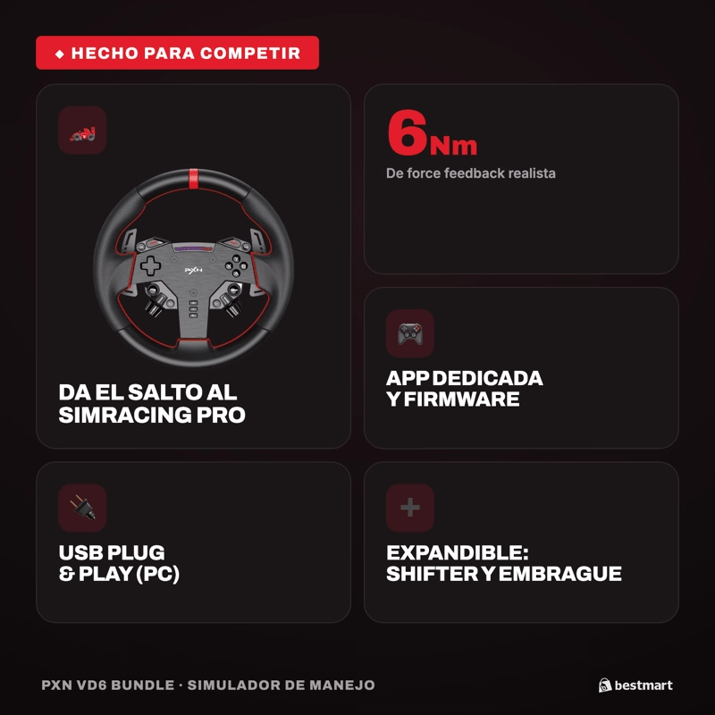 SIMULADOR DE MANEJO PXN BUNDLE VD6 NEGRO - 4