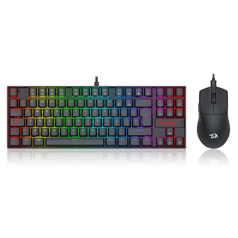 KIT GAMER REDRAGON TECLADO KUMARA K552 RGB + MOUSE KING M724 1KHZ CABLEADO NEGRO - 1