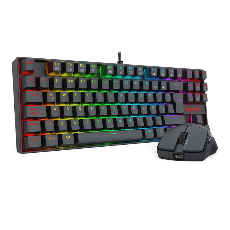KIT GAMER REDRAGON TECLADO KUMARA K552 RGB + MOUSE KING M724 1KHZ CABLEADO NEGRO - 2