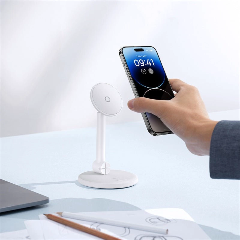 SOPORTE MAGNETICO PARA TELEFONO DE ESCRITORIO BASEUS MAGPRO - BLANCO - 6