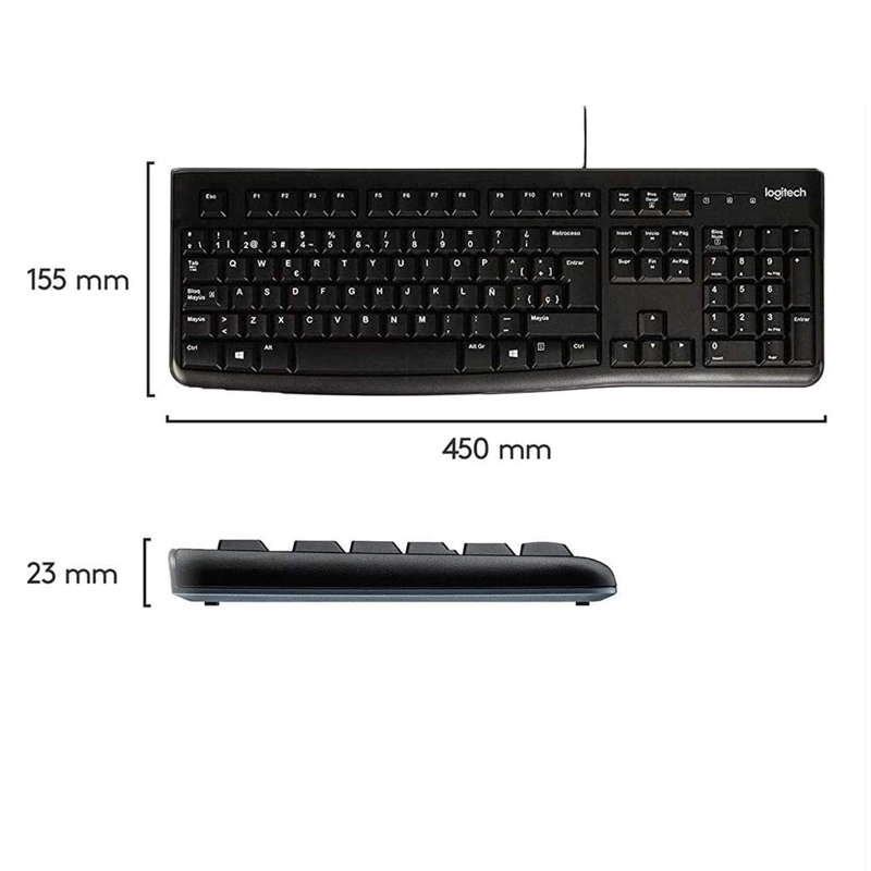 TECLADO ALAMBRICO LOGITECH K120 QWERTY USB ESPANOL NEGRO - 3